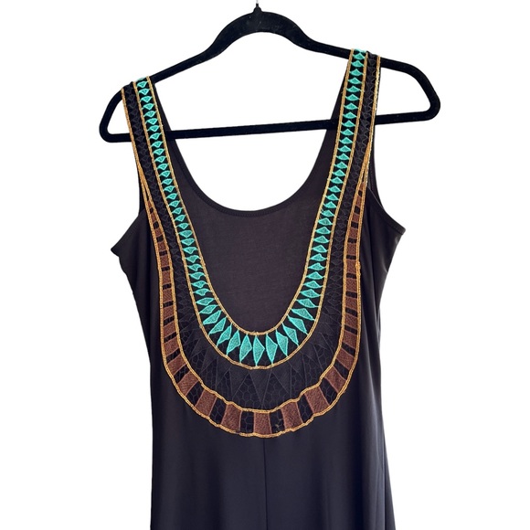 SYMPHONY Open Back Goddess Formal Black Maxi Dress With Gorgeous Crochet Detail - Picture 8 of 10